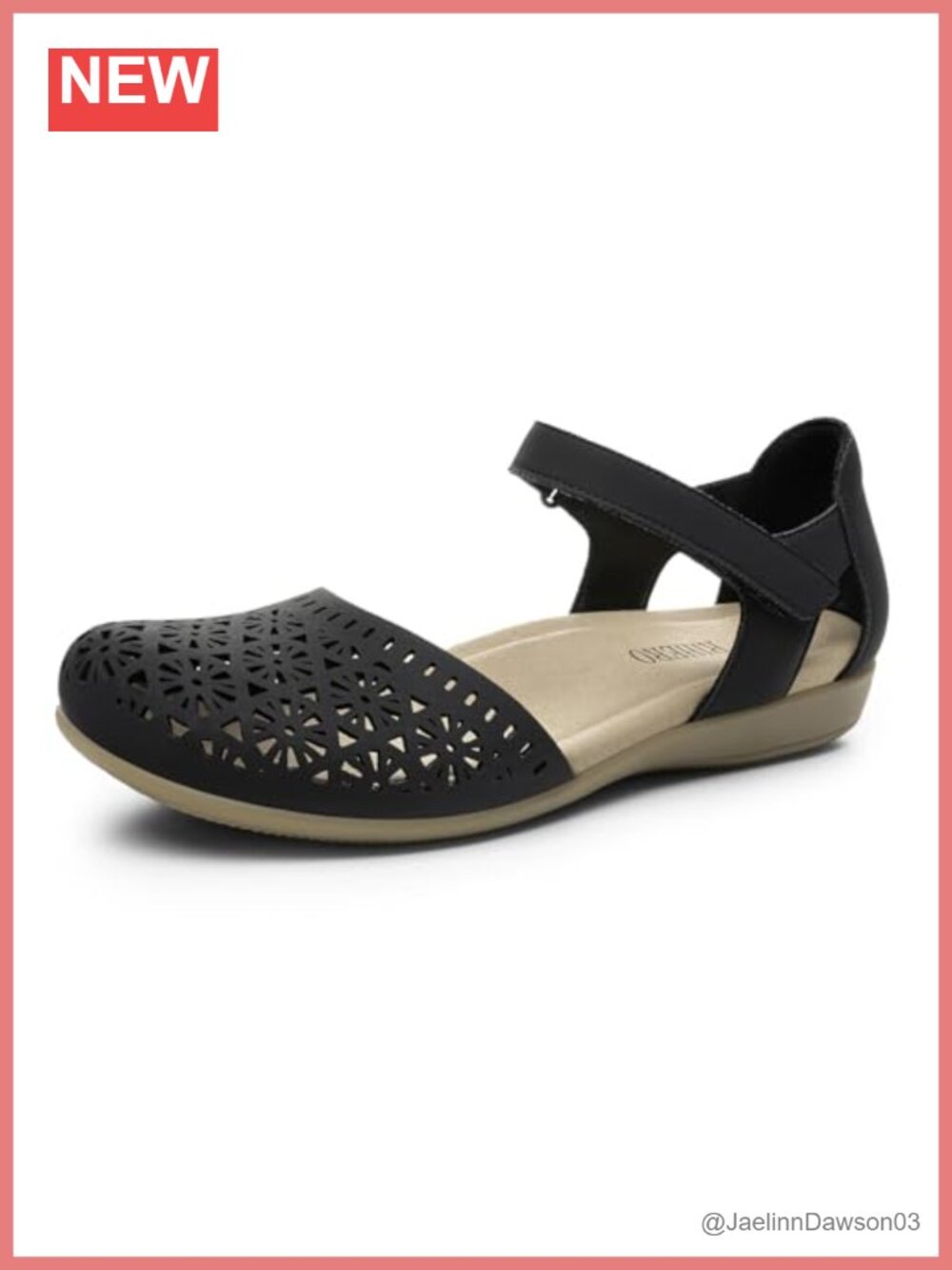 Closed Toe Flat Sandals with Arch Support Non-Slip Sole Adjustable Strap PU